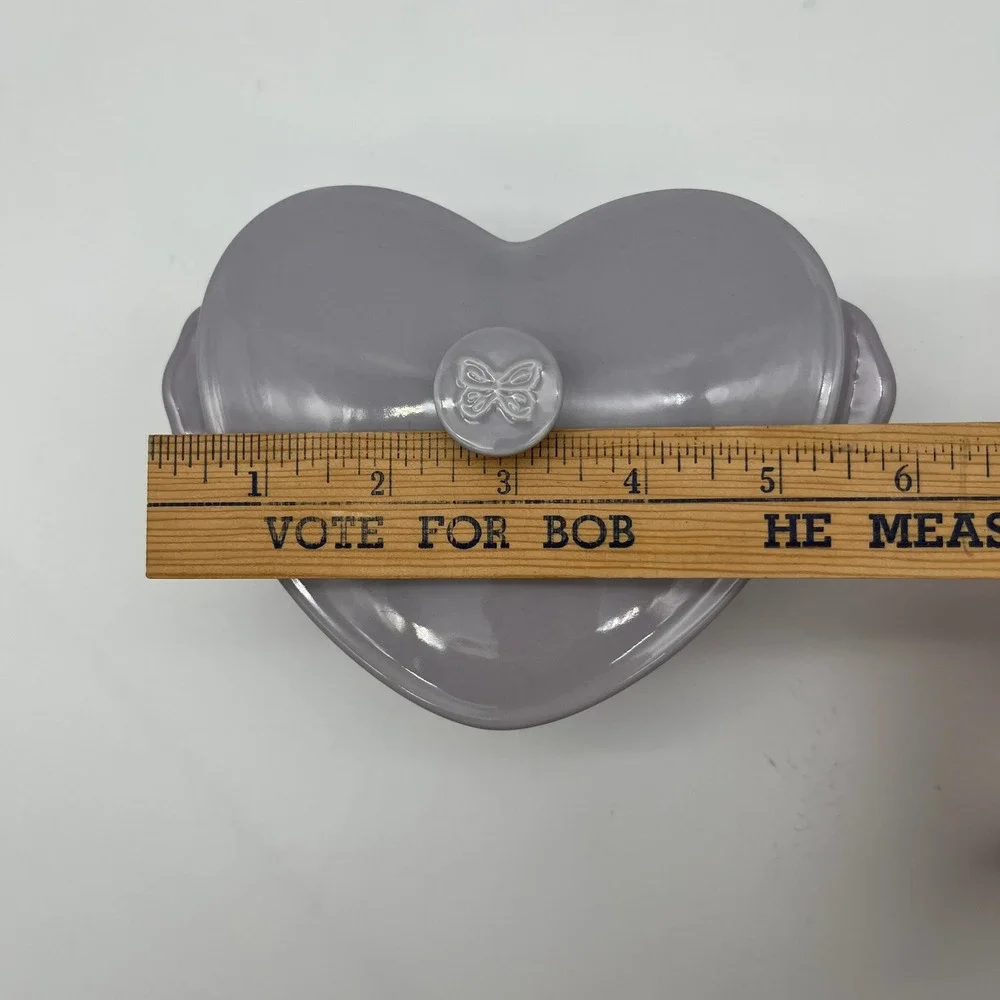 The Pioneer Woman Ramekin Purple Heart Stoneware Butterfly Lid 3518 DMT‎